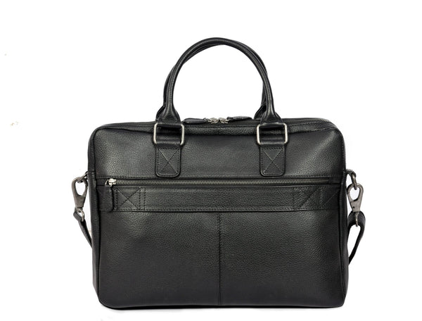 Aaron Leather Goods Full - Grain Leather Office Bag – Sleek Black Laptop Briefcase for Men - Aaron Leather Goods