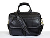 Aaron Leather Goods Black Leather Office Bag for Men | Full Grain Laptop Briefcase with Shoulder Strap – 16 Inch - Aaron Leather Goods