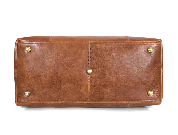 Premium Full-Grain Leather Weekender Duffel Bag for Travel & Business | 22 Inch