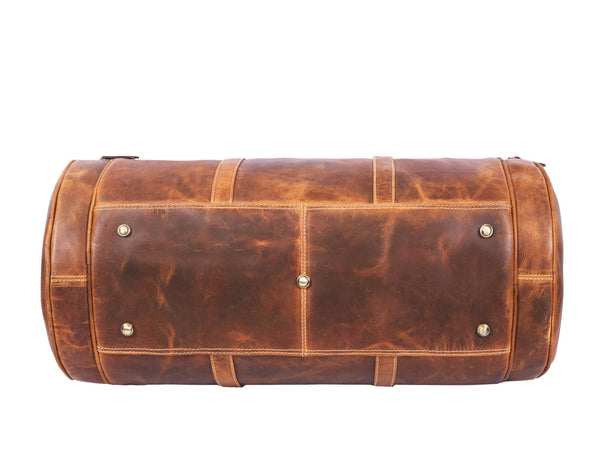 Leather Weekender Bag - light brown - Aaron Leather Goods