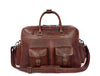 Vintage Brown Leather Travel Bag with Shoulder Strap - Aaron Leather Goods