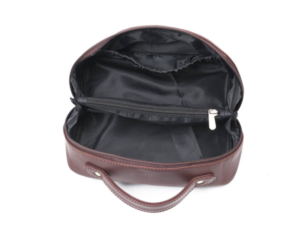 Premium Leather Toiletry Bag for Men – Compact Travel Dopp Kit with Carry Handle & Dual Zipper – Handmade Shaving Kit Organizer (Model: LH - WB - 125) - Aaron Leather Goods