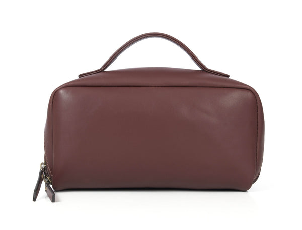 Premium Leather Toiletry Bag for Men – Compact Travel Dopp Kit with Carry Handle & Dual Zipper – Handmade Shaving Kit Organizer (Model: LH - WB - 125) - Aaron Leather Goods