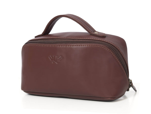 Premium Leather Toiletry Bag for Men – Compact Travel Dopp Kit with Carry Handle & Dual Zipper – Handmade Shaving Kit Organizer (Model: LH - WB - 125) - Aaron Leather Goods