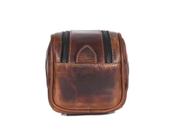 Aaron Leather Goods Quilted Leather Portfolio & Toiletry Bag Combo – Vintage Elegance Meets Everyday Utility - Aaron Leather Goods