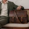 Phoenix Leather Briefcase - Walnut Brown