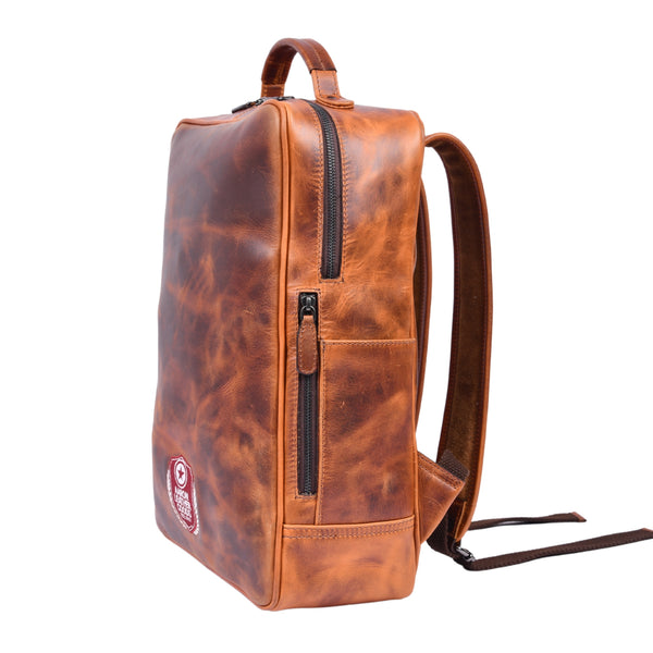 Handcrafted Brown Leather Laptop Backpack