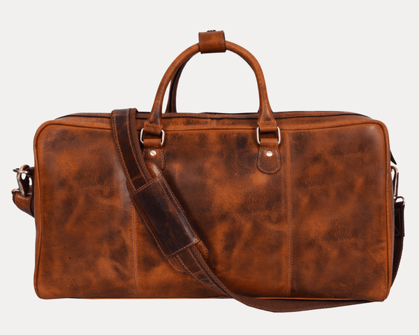 Algiers Leather Duffle Bag 18" - Caramel Brown - Aaron Leather Goods