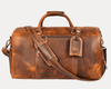 Arezzo Leather Overnight Bag - Caramel Brown - Aaron Leather Goods