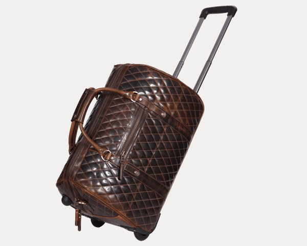 Ascend Quilted Leather Trolley Bag- Brown - Aaron Leather Goods