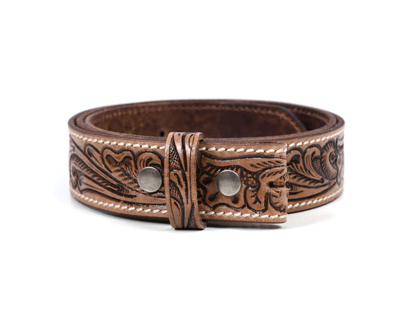 Zynkora Leather Tooled Belt -Brown