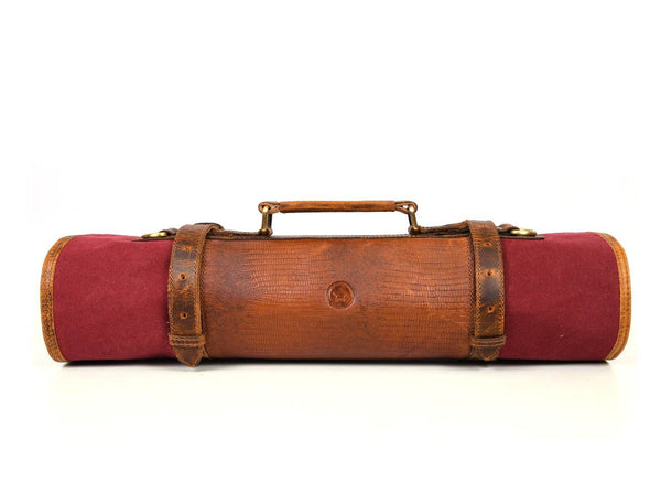 Marchena Canvas Knife Roll - Raspberry - Aaron Leather Goods