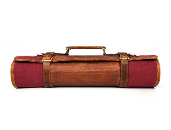 Marchena Canvas Knife Roll - Raspberry - Aaron Leather Goods