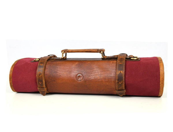 Marchena Canvas Knife Roll - Raspberry - Aaron Leather Goods