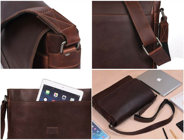 Boulder Leather Messenger Bag & Organizer Combo - Walnut - Aaron Leather Goods