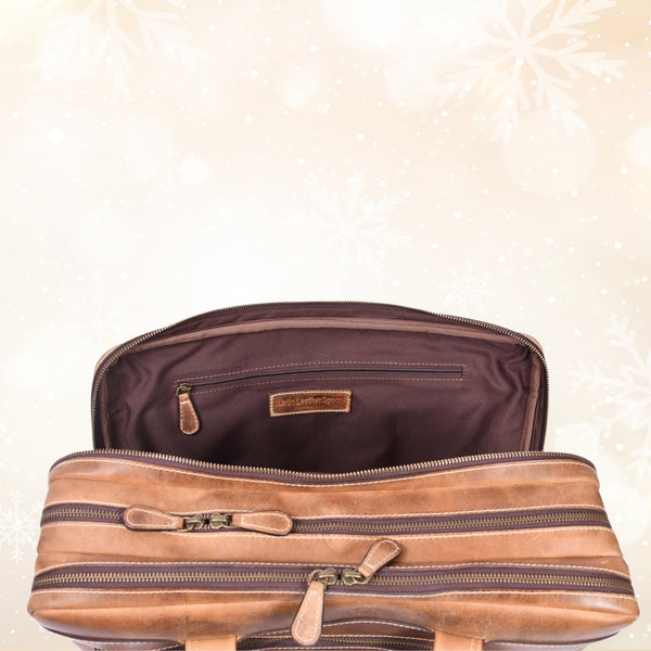 Aaron Leather Goods - Premium Tan Leather Office Bag - Aaron Leather Goods