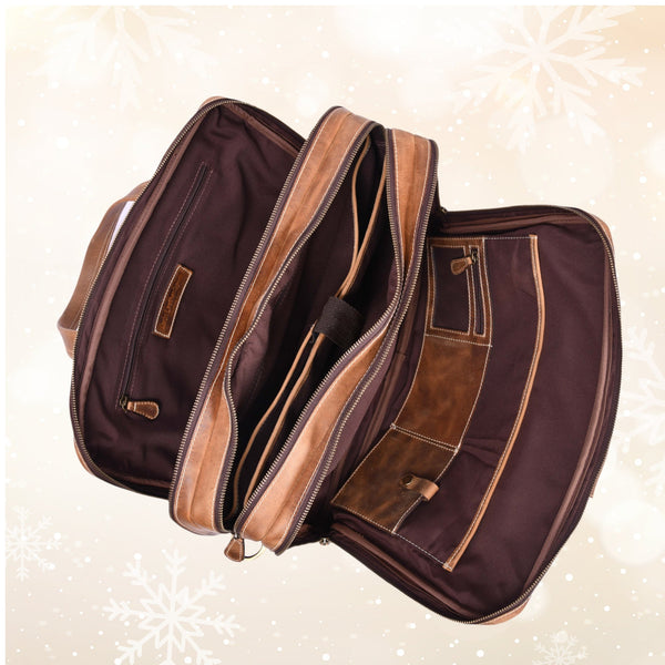 Aaron Leather Goods - Premium Tan Leather Office Bag - Aaron Leather Goods