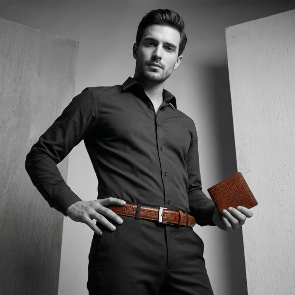Aascent Premium Leather Wallet and Belt Combo Set - Aaron Leather Goods Inc