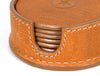 Cannes Leather Coaster - Tawny Brown - Aaron Leather Goods
