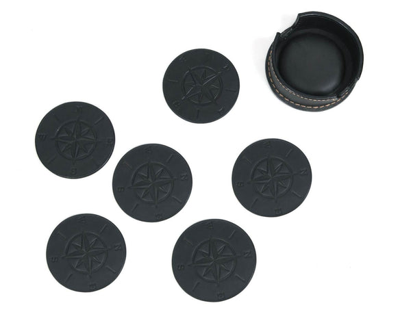 Ronda Leather Coaster - Raven Black - Aaron Leather Goods