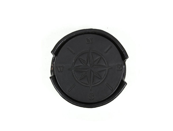 Ronda Leather Coaster - Raven Black - Aaron Leather Goods