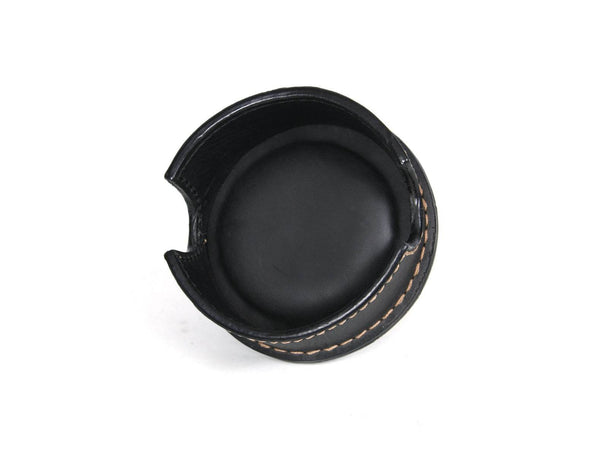 Ronda Leather Coaster - Raven Black - Aaron Leather Goods