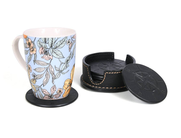 Ronda Leather Coaster - Raven Black - Aaron Leather Goods
