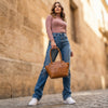 Ajo Leather Tote Bag - Caramel Brown - Aaron Leather Goods Inc