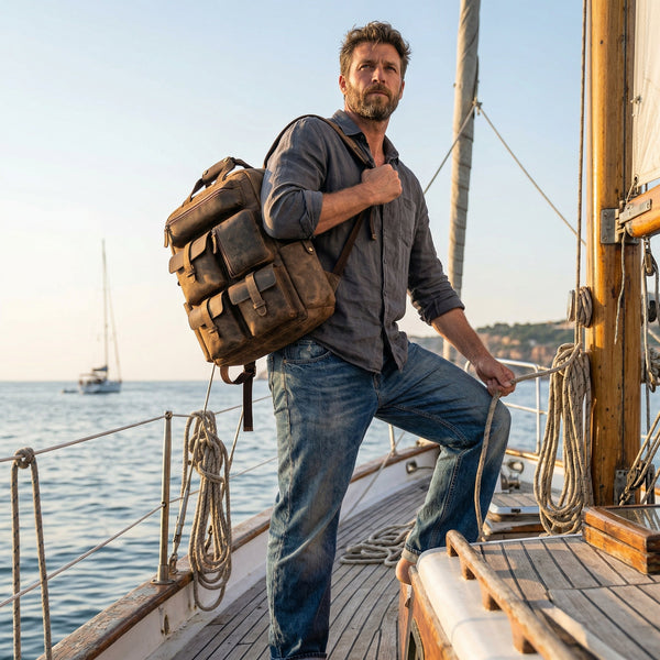 Alexander Leather Backpack - Cedar - Aaron Leather Goods Inc