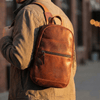 Alvin Leather Backpack - Caramel Brown - Aaron Leather Goods