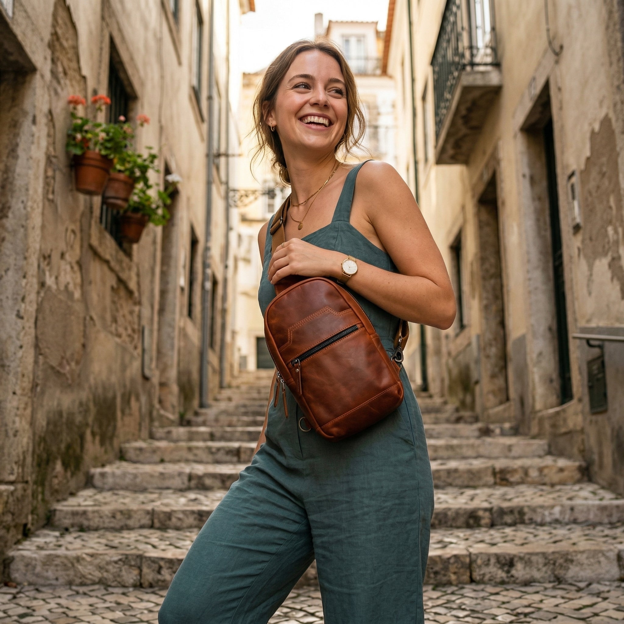 dark brown leather backpack Alvin Leather Backpack