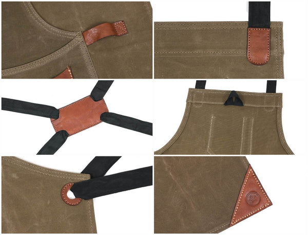 Turin Waxed Canvas Apron - Pickle Green - Aaron Leather Goods