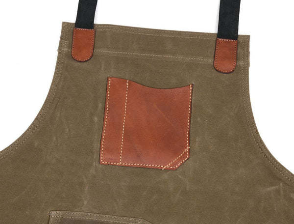 Turin Waxed Canvas Apron - Pickle Green - Aaron Leather Goods