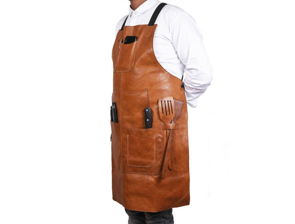 Manresa Leather Apron - Caramel Brown - Aaron Leather Goods