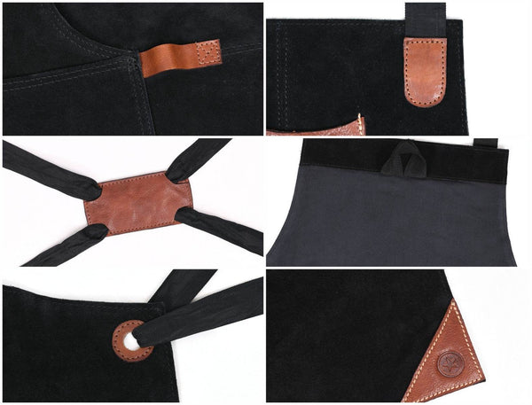 Serena Suede Apron - Raven Black - Aaron Leather Goods