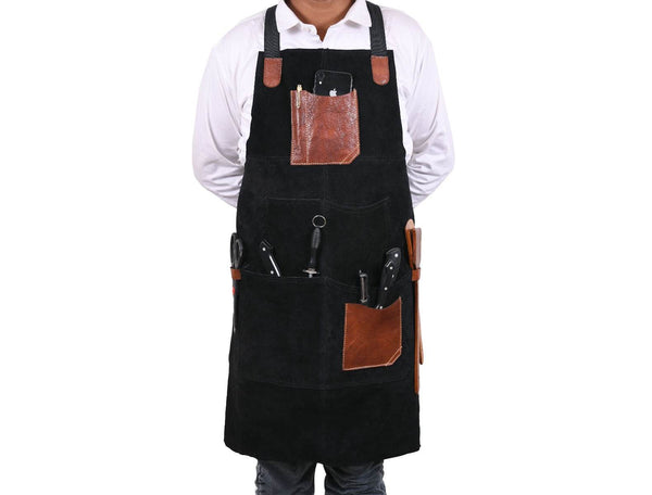 Serena Suede Apron - Raven Black - Aaron Leather Goods