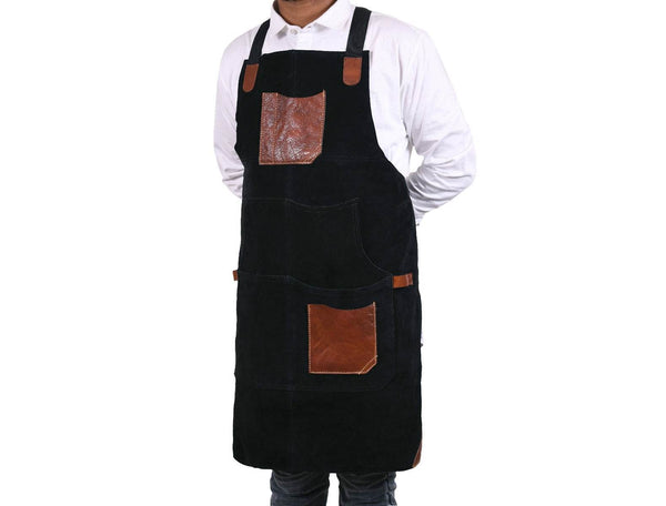 Serena Suede Apron - Raven Black - Aaron Leather Goods