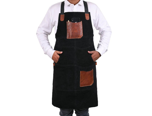 Serena Suede Apron - Raven Black - Aaron Leather Goods