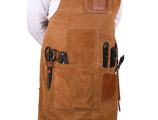 Serena Suede Apron - Tawny Brown - Aaron Leather Goods