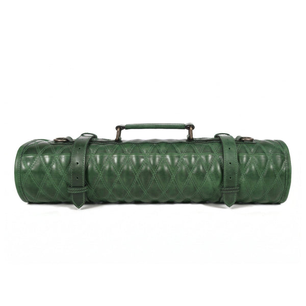 Arctic Blade Quilted Leather Knife Roll - Green - Aaron Leather Goods Inc