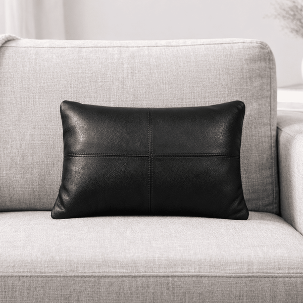 Arizona Leather Pillow Cover - Raven Black - Aaron Leather Goods