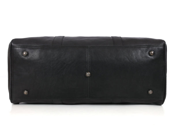 Austin Leather Overnight Bag - Black - Aaron Leather Goods Inc