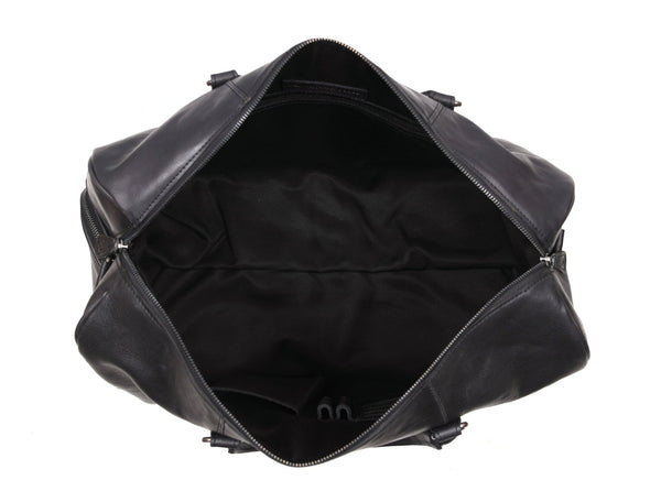 Austin Leather Overnight Bag - Black - Aaron Leather Goods Inc
