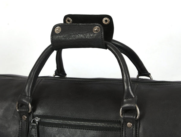 Austin Leather Overnight Bag - Black - Aaron Leather Goods Inc