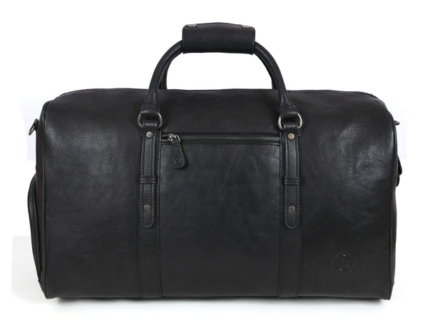 Austin Leather Overnight Bag - Black - Aaron Leather Goods Inc