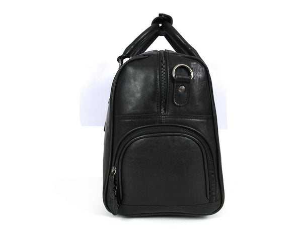 Austin Leather Overnight Bag - Black - Aaron Leather Goods Inc