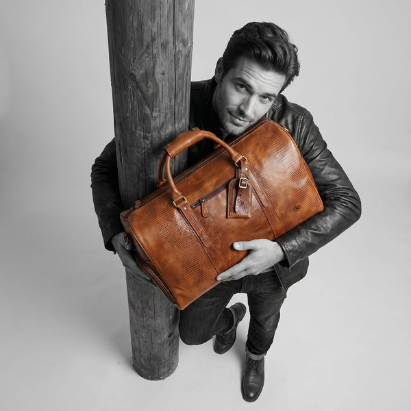 Austin Leather Overnight Bag - Cerulian - Aaron Leather Goods Inc