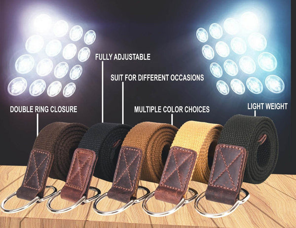 Paso Canvas Belt with D-ring - Coffee - Aaron Leather Goods