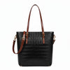 Black Croc Leather Tote with Brown Handles - Aaron Leather Goods