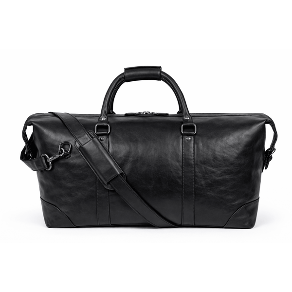 Black Full - Grain Leather Duffle Travel Bag - Aaron Leather Goods Inc